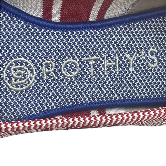 Rothy's 7 Varsity Stripe Red Points Rare Unicorn Flat Shoes BNIB - Picture 13 of 15